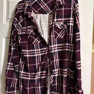 Vanity Burgundy and White Plaid Shirt